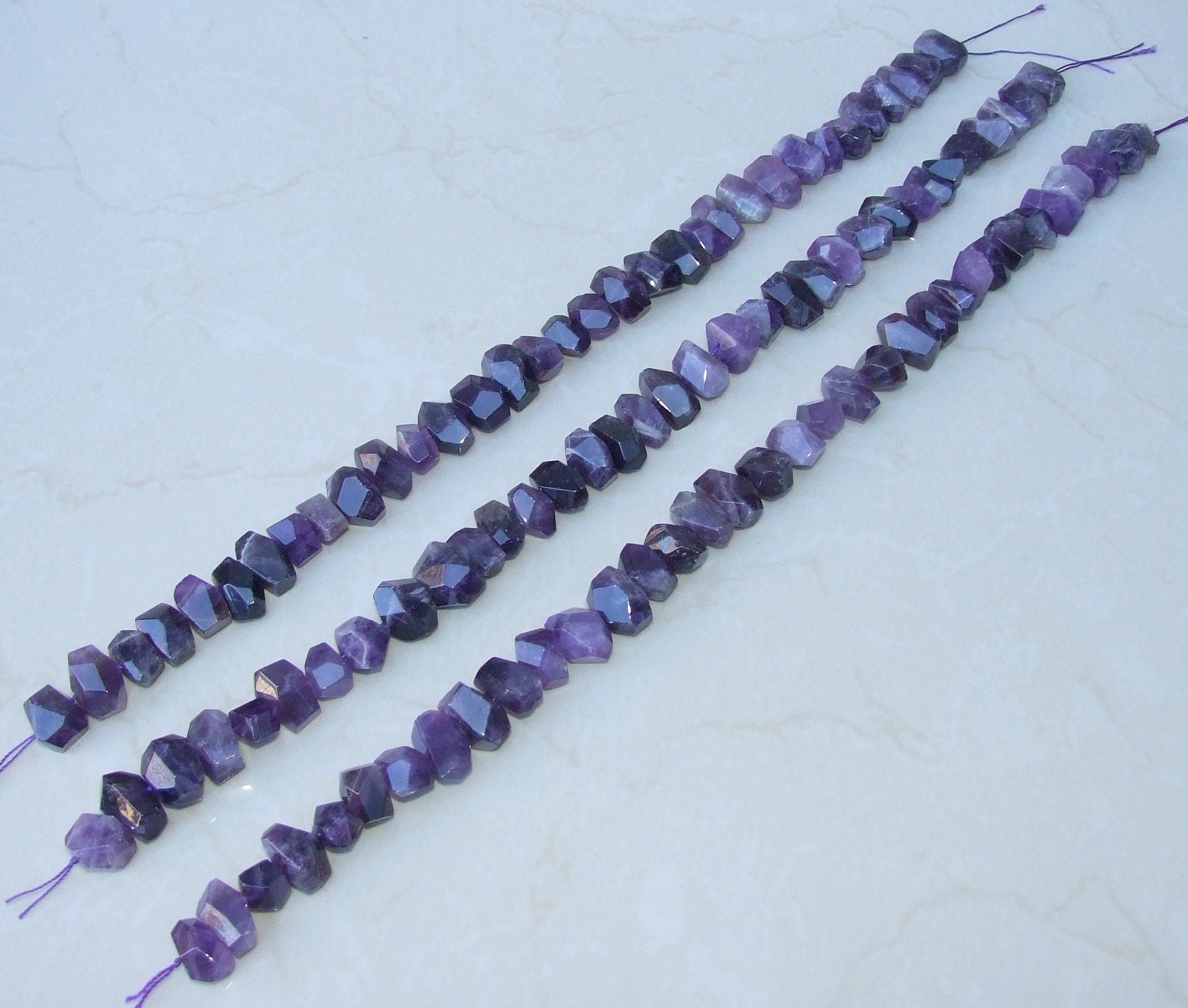 Amethyst Faceted Nugget, Polished Amethyst Beads, Gemstone Beads, Jewelry Stones, Amethyst Nuggets, Half Strand - 12mm x 12mm x 20mm - EDGBeadsandGems