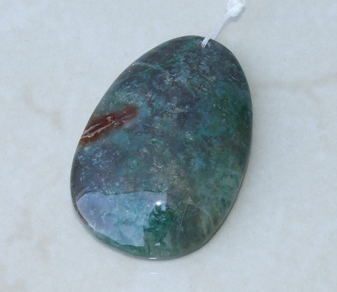 Fossil Coral Agate Pendant, Natural Stone Pendant, Druzy Pendant, Gemstone Pendant, Jewelry Stone, Necklace Pendant, 34mm x 53mm - 9463 - EDGBeadsandGems