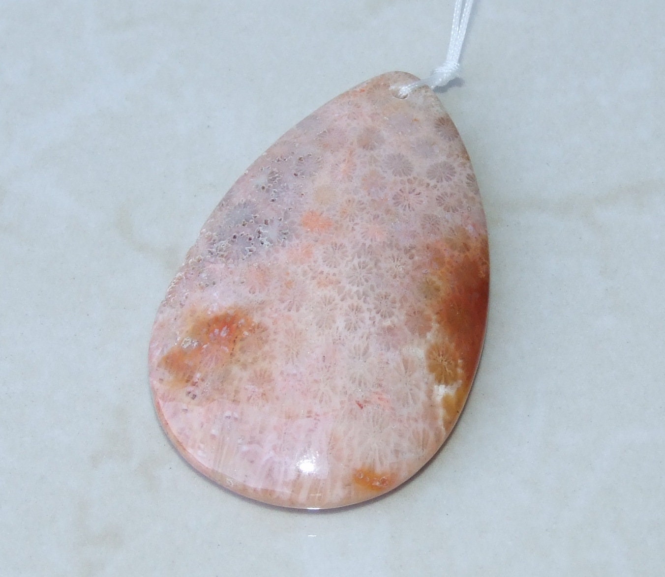 Fossil Coral Agate Pendant, Natural Stone Pendant, Druzy Pendant, Gemstone Pendant, Jewelry Stone, Necklace Pendant, 40mm x 64mm - 9496 - EDGBeadsandGems