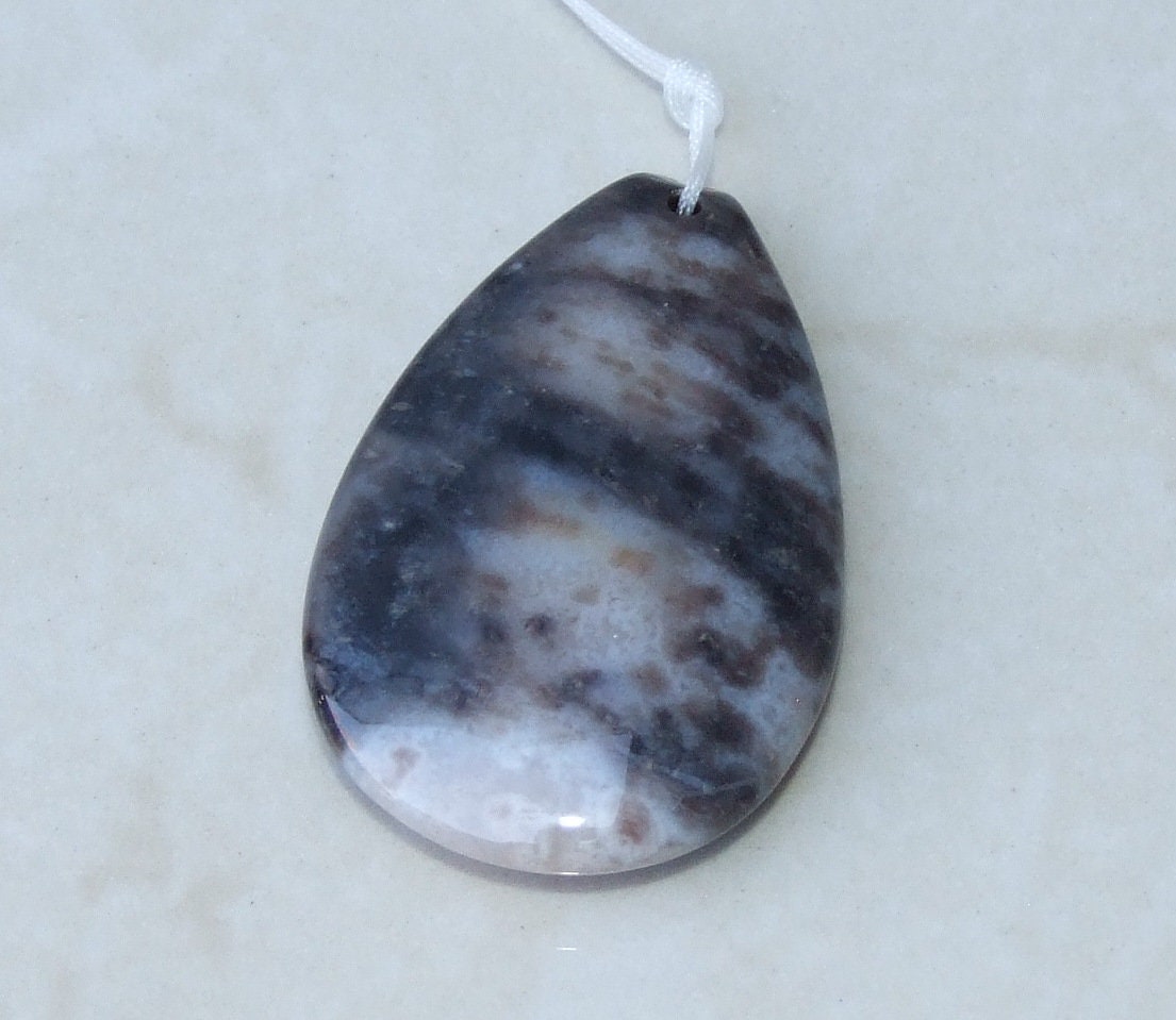 Blossom Agate Pendant, Natural Stone Pendant, Druzy Pendant, Polished Gemstone Pendant, Jewelry Stone, Necklace Pendant, 31mm x 49mm - 9519 - EDGBeadsandGems