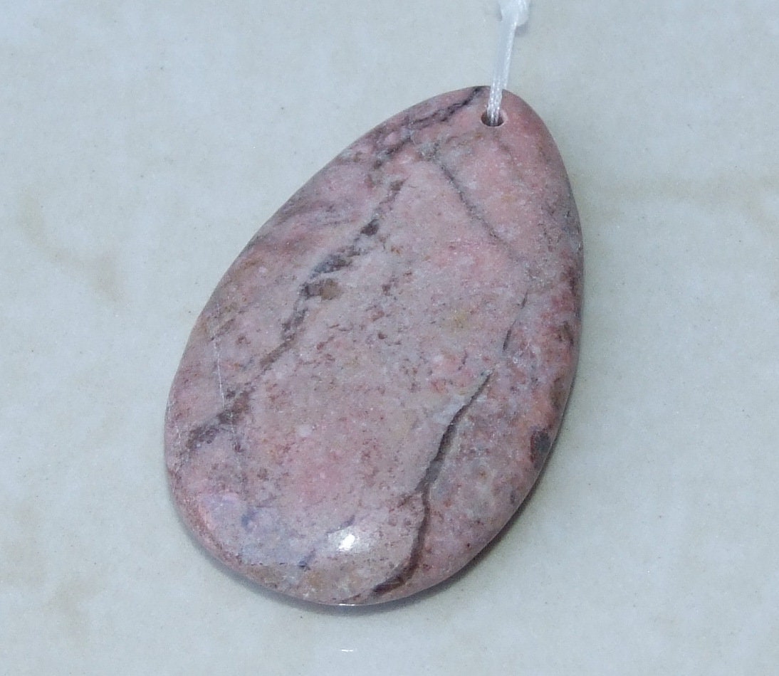 Rhodonite Pendant, Jewelry Pendant, Gemstone Pendant, Highly Polished Stone Pendant, Natural Stone Pendant, Necklace Pendant, 31x50mm - 9564 - EDGBeadsandGems