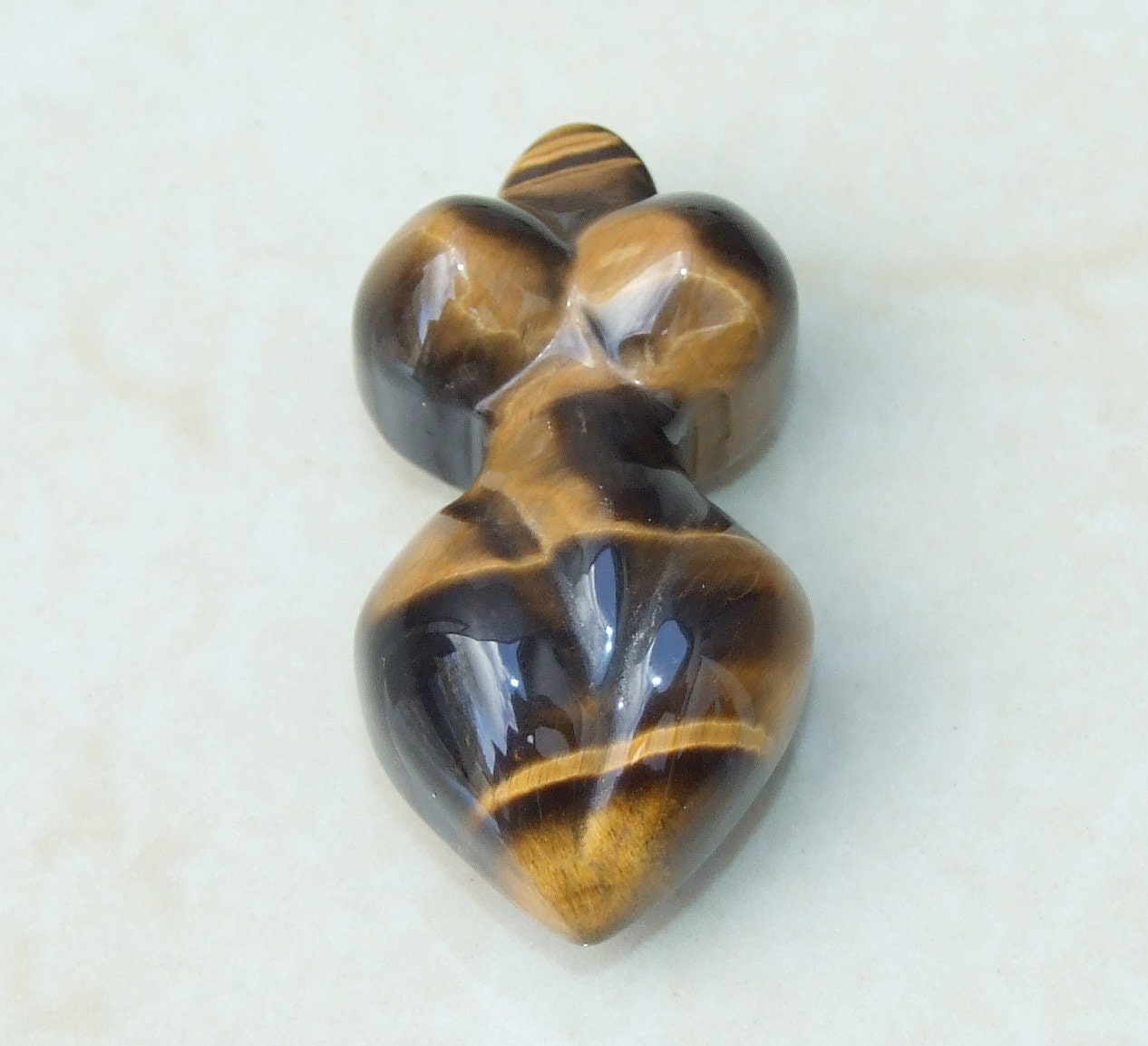 Goddess Pendant, Natural Tiger Eye Pendants, Carved Pendant, Gemstone Pendant, Fertility Goddess, Jewelry Pendant, 25mm x 50mm - EDGBeadsandGems