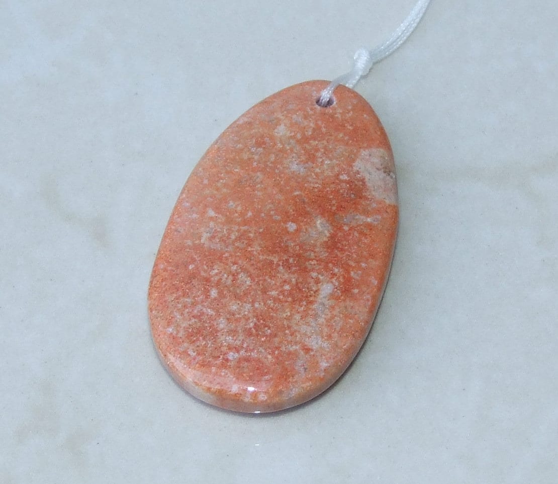 Fossil Coral Agate Pendant, Natural Stone Pendant, Druzy Pendant, Gemstone Pendant, Jewelry Stone, Necklace Pendant, 28mm x 48mm - 9495 - EDGBeadsandGems