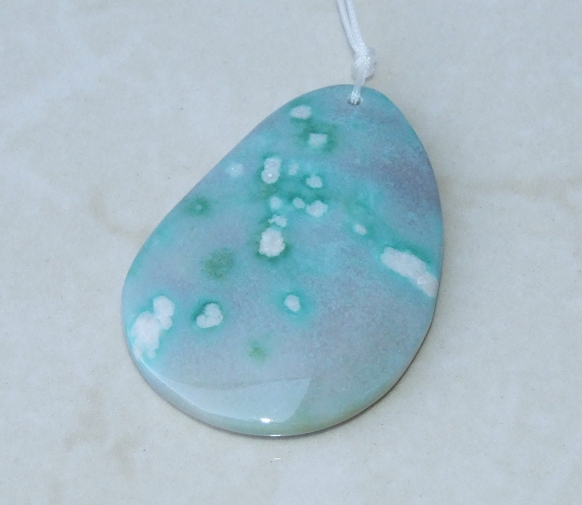 Blossom Agate Pendant, Natural Stone Pendant, Druzy Pendant, Gemstone Pendant, Jewelry Stone, Necklace Pendant, 37mm x 52mm - 9509 - EDGBeadsandGems