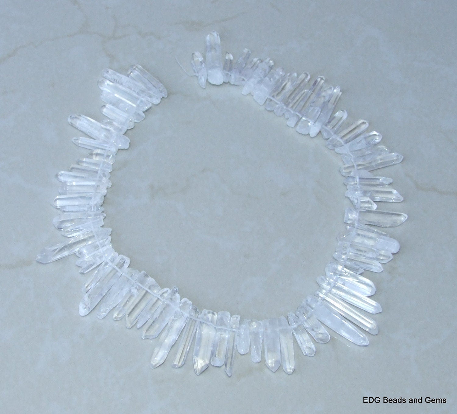 Polished Quartz Points. Half Strand - Polished Crystals Points - Natural Quartz Points - Random Lengths - 15mm - 30mm - EDGBeadsandGems