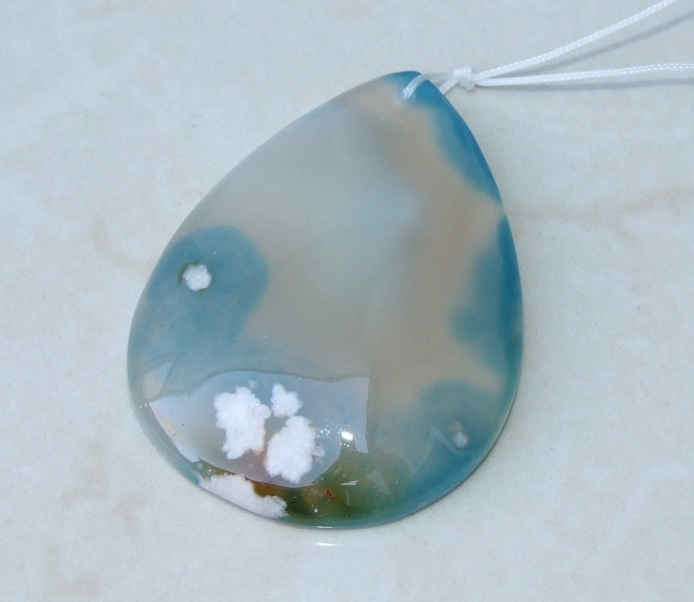 Blossom Agate Pendant, Natural Stone Pendant, Druzy Pendant, Polished Gemstone Pendant, Jewelry Stone, Necklace Pendant, 44mm x 60mm - 9551 - EDGBeadsandGems