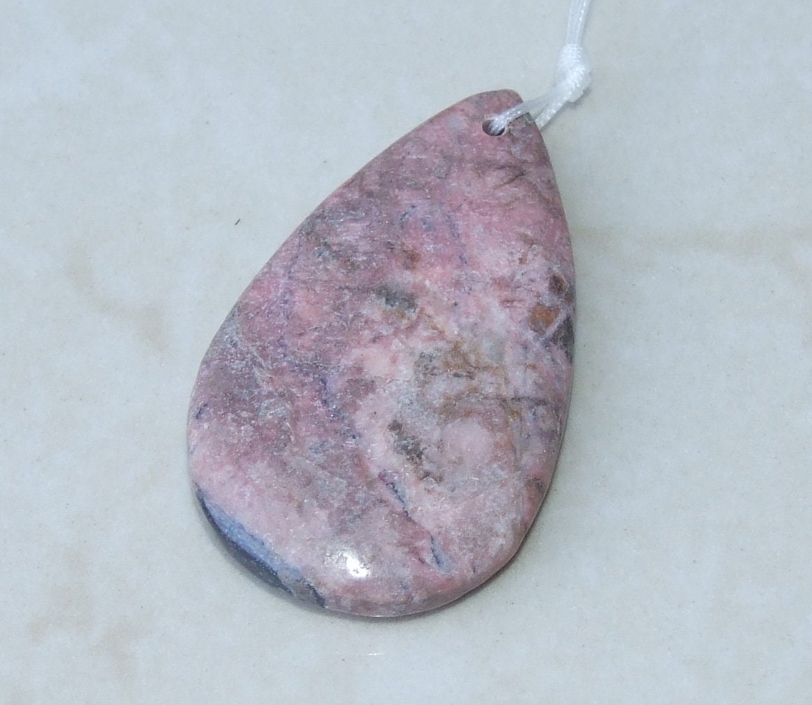 Rhodonite Pendant, Jewelry Pendant, Gemstone Pendant, Highly Polished Stone Pendant, Natural Stone Pendant, Necklace Pendant, 30x52mm - 9565 - EDGBeadsandGems