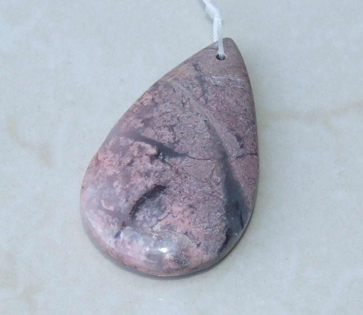 Rhodonite Pendant, Jewelry Pendant, Gemstone Pendant, Highly Polished Stone Pendant, Natural Stone Pendant, Necklace Pendant, 31x53mm - 9572 - EDGBeadsandGems