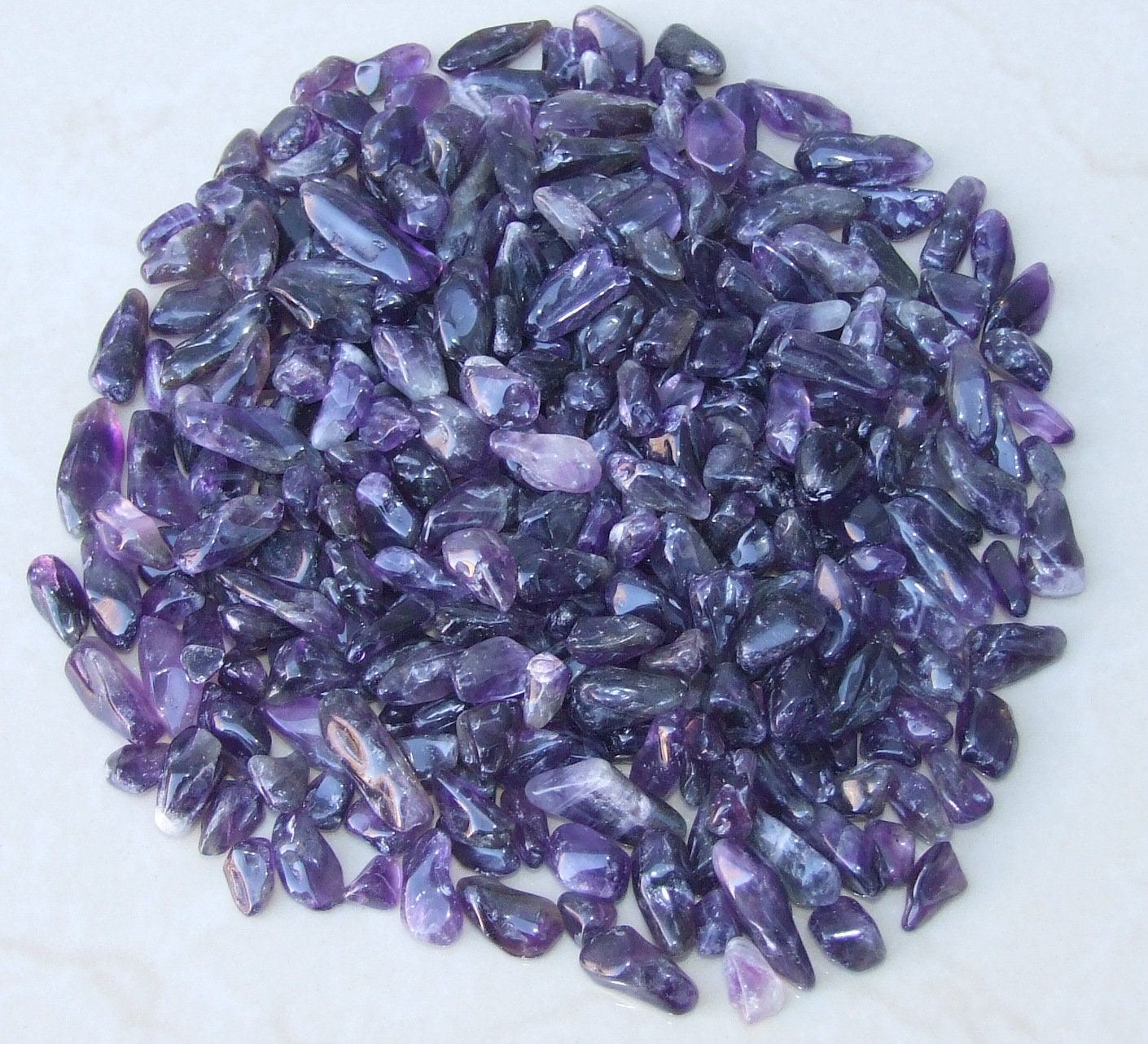 Amethyst Polished Stones, Gemstone Chips, Natural Amethyst, Undrilled Gemstone Beads, Loose Bulk Jewelry Stones Nuggets, 1.5 oz 7mm to 17mm - EDGBeadsandGems