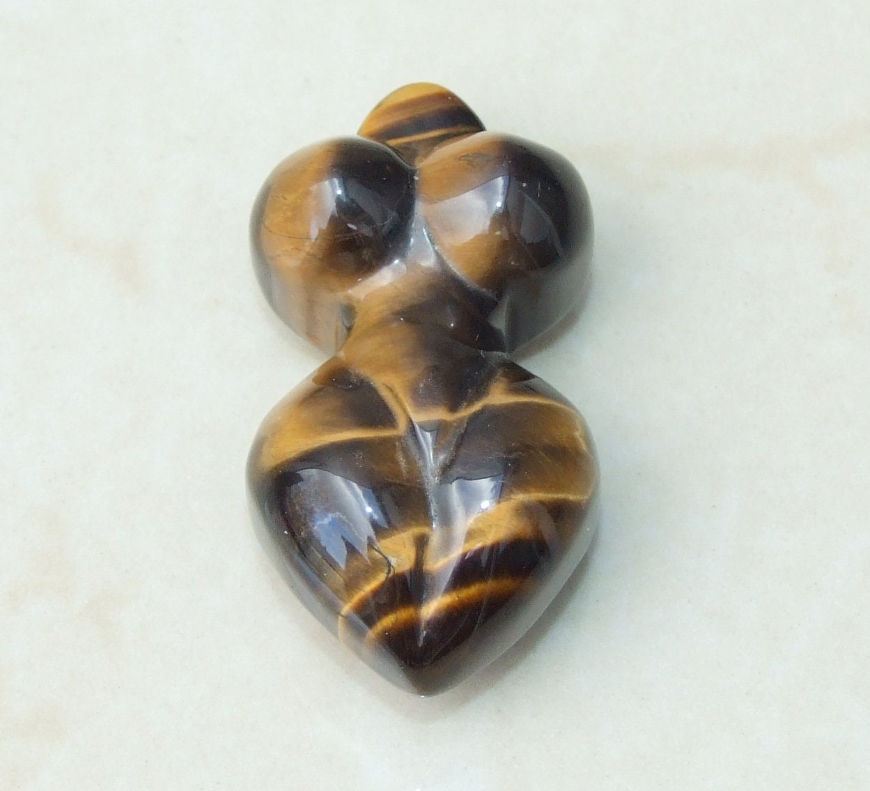 Goddess Pendant, Natural Tiger Eye Pendants, Carved Pendant, Gemstone Pendant, Fertility Goddess, Jewelry Pendant, 25mm x 50mm - EDGBeadsandGems