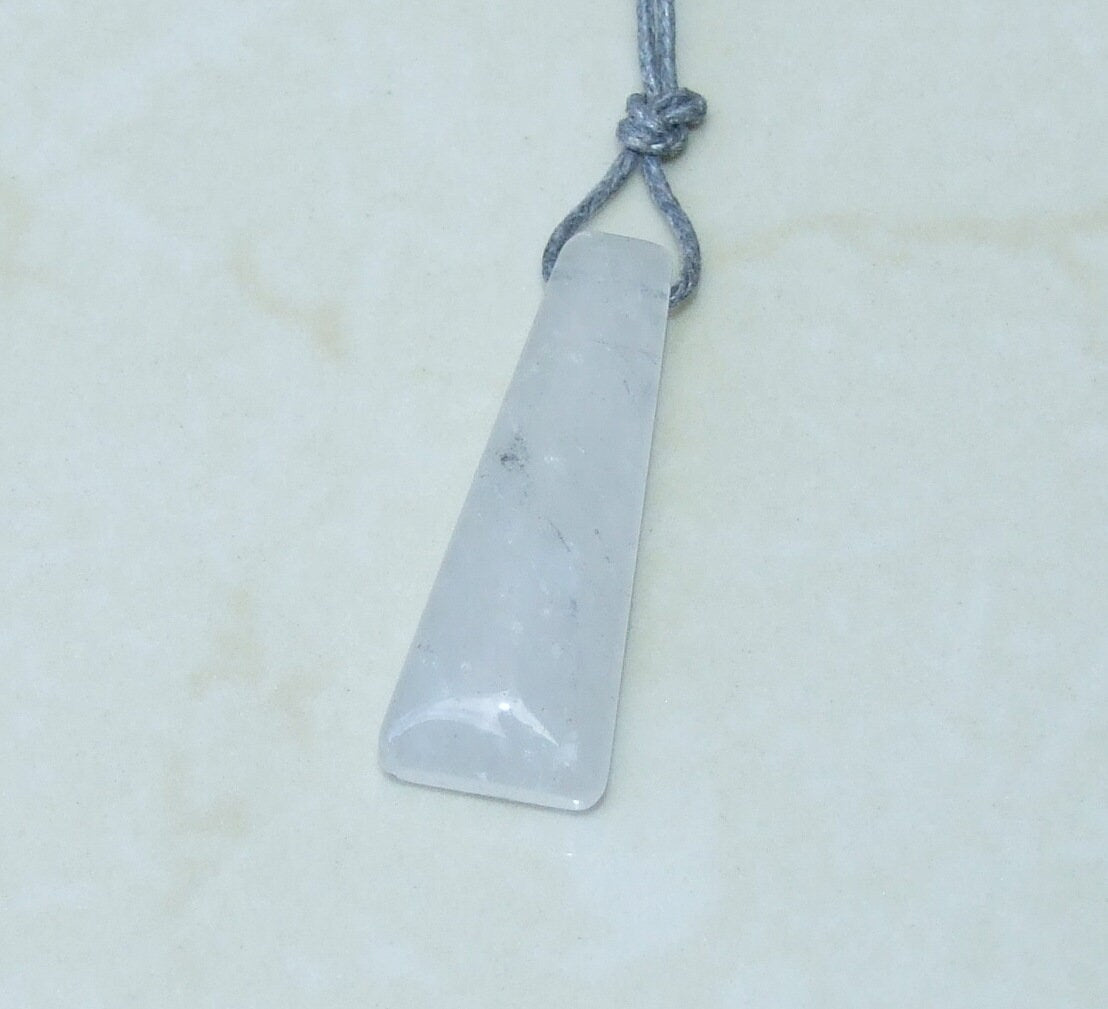 Polished Quartz Pendant, Rhombus Shaped Quartz Pendant, Gemstone Pendant, Jewelry Pendant, Natural Quartz Crystal - 14mm x 45mm - EDGBeadsandGems