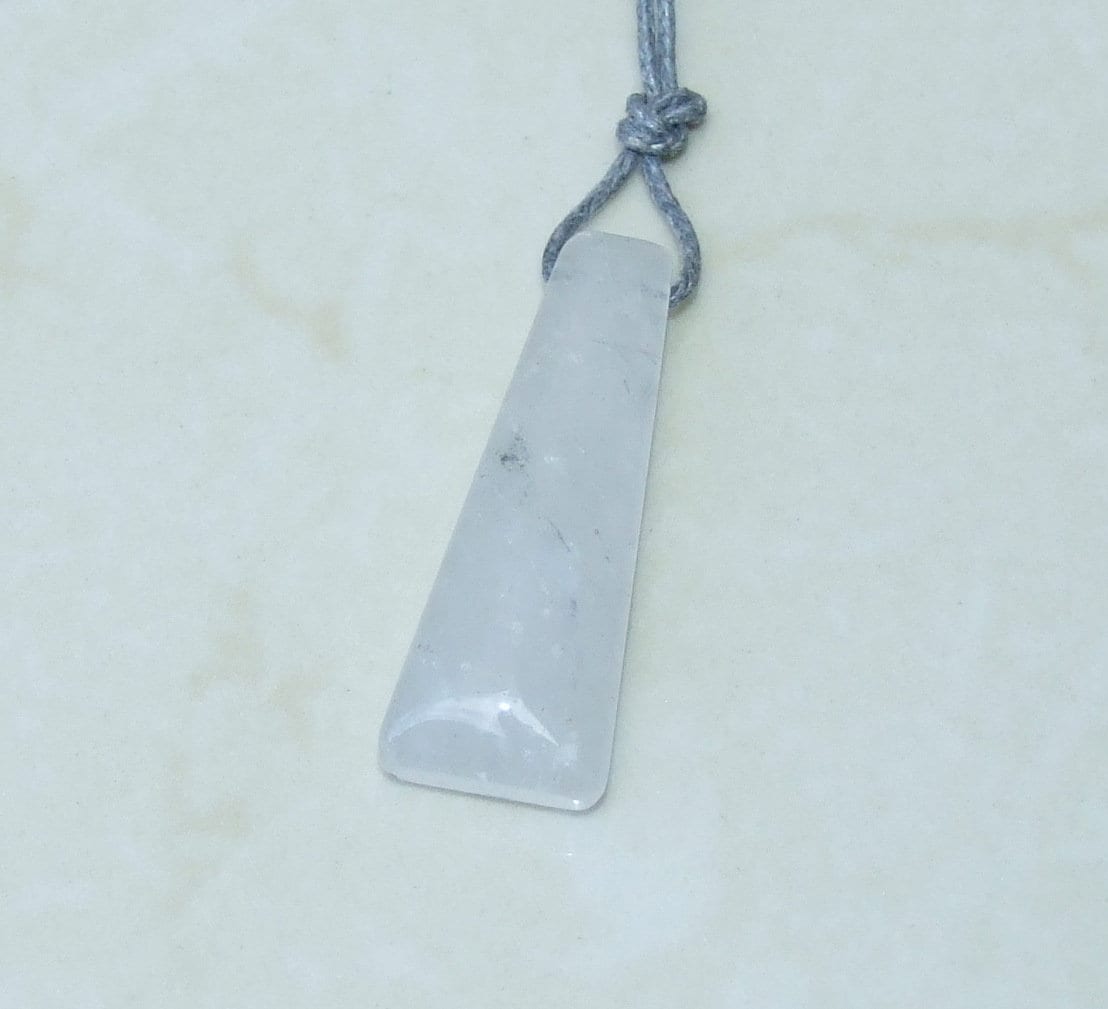 Polished Quartz Pendant, Rhombus Shaped Quartz Pendant, Gemstone Pendant, Jewelry Pendant, Natural Quartz Crystal - 14mm x 45mm - EDGBeadsandGems