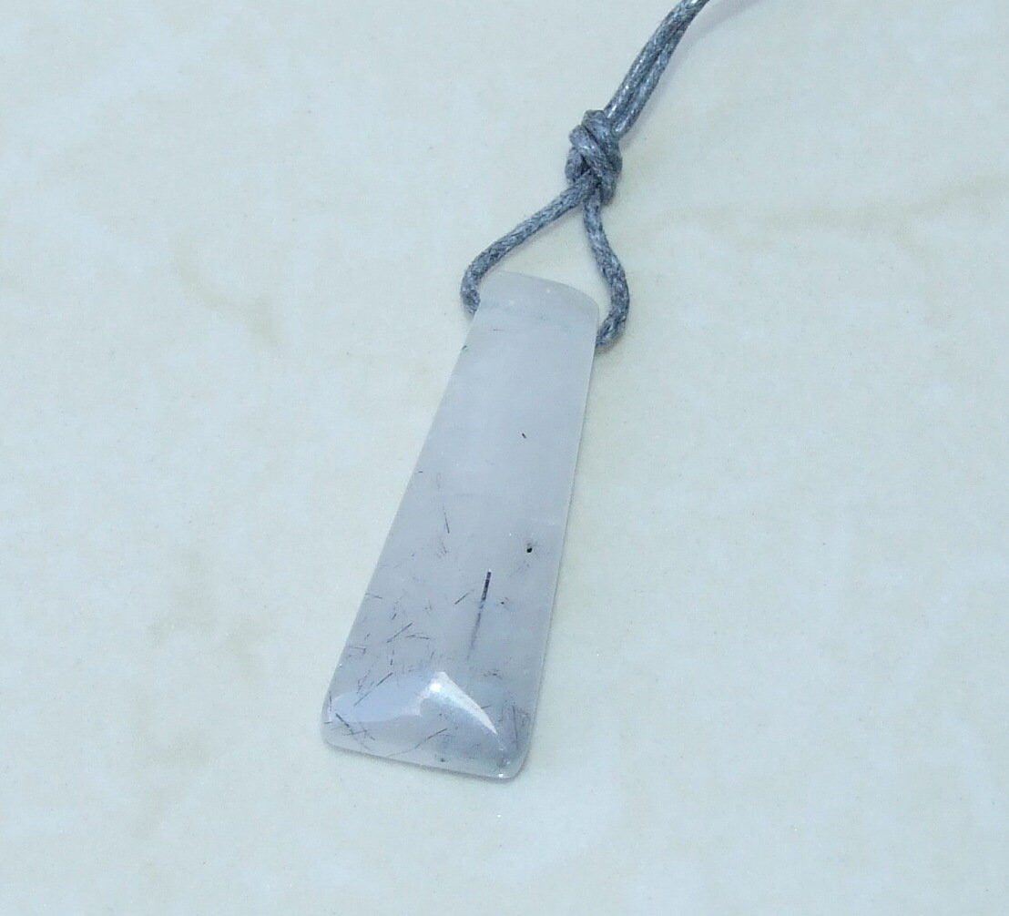 Polished Quartz Pendant, Rhombus Shaped Quartz Pendant, Gemstone Pendant, Jewelry Pendant, Natural Quartz Crystal - 14mm x 45mm - EDGBeadsandGems