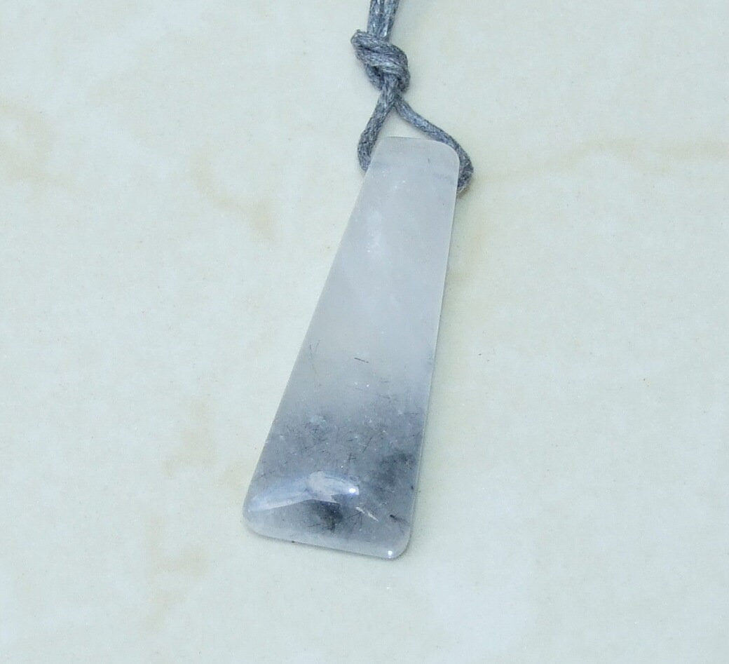 Polished Quartz Pendant, Rhombus Shaped Quartz Pendant, Gemstone Pendant, Jewelry Pendant, Natural Quartz Crystal - 14mm x 45mm - EDGBeadsandGems