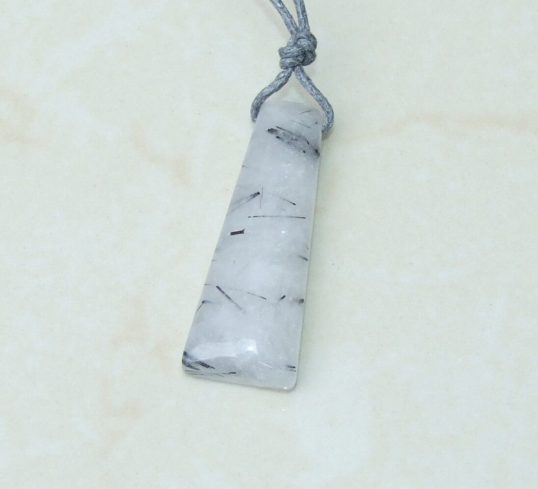 Polished Quartz Pendant, Rhombus Shaped Quartz Pendant, Gemstone Pendant, Jewelry Pendant, Natural Quartz Crystal - 14mm x 45mm - EDGBeadsandGems