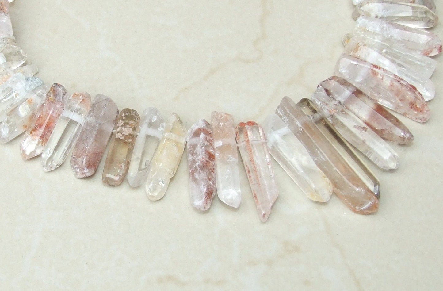 Polished Garden Quartz, Lodolite Quartz, Phantom Quartz, Quartz Strand, Crystals Points, Natural Quartz Points, Gemstone, Graduated 20-40mm - EDGBeadsandGems