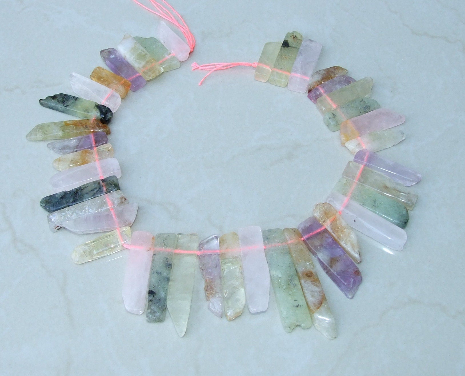 Multi-Colored Quartz Slice, Polished Slice, Quartz Beads, Quartz Pendants, Gemstone Beads, Quartz Jewelry Stones, Half Strand - 25mm to 45mm - EDGBeadsandGems