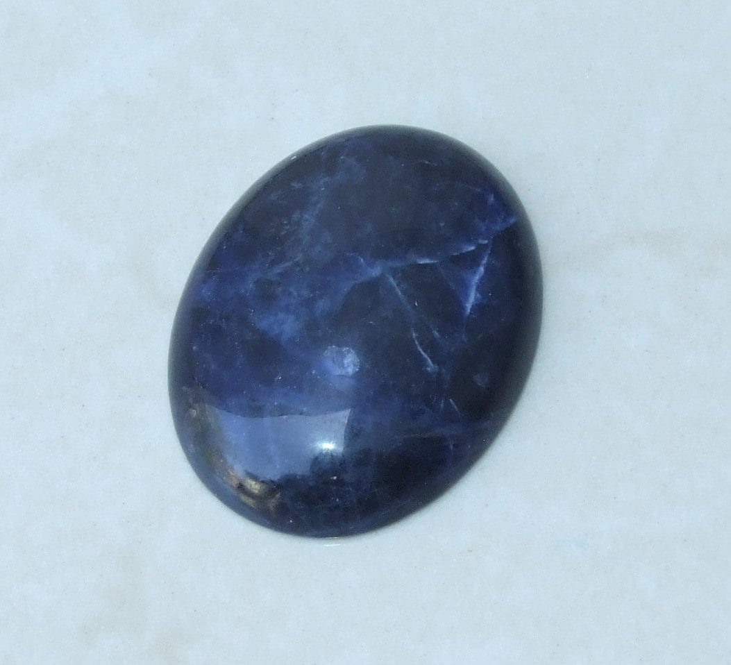 Sodalite Cabochon, Flat Back, Calibrated Cabochon, Natural Stone Cabochon, Sodalite Pendant, Gemstone Pendant, Necklace Pendant, 30mm x 40mm - EDGBeadsandGems