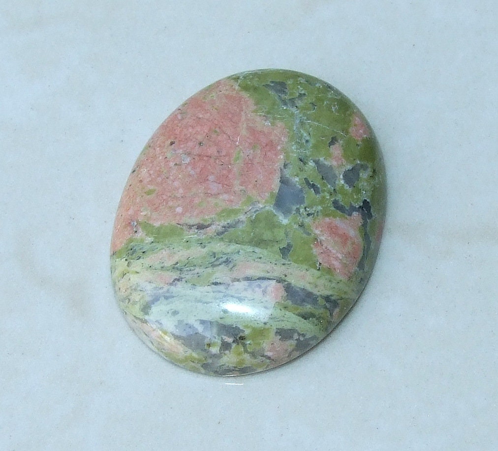 Unakite Cabochon, Flat Back, Calibrated Cabochon, Natural Stone Cabochon, Unakite Pendant, Gemstone Pendant, Necklace Pendant, 30mm x 40mm - EDGBeadsandGems