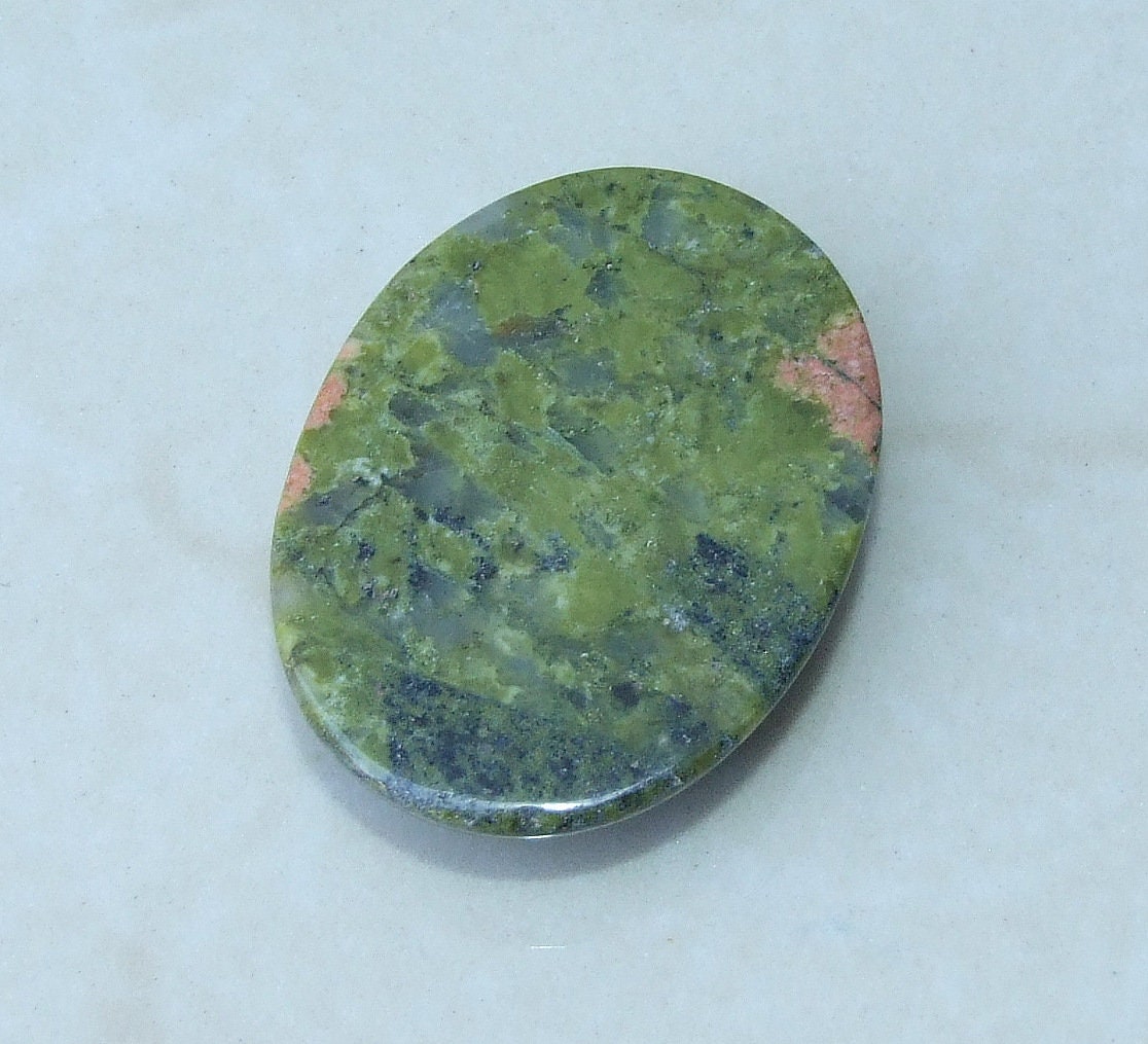 Unakite Cabochon, Flat Back, Calibrated Cabochon, Natural Stone Cabochon, Unakite Pendant, Gemstone Pendant, Necklace Pendant, 30mm x 40mm - EDGBeadsandGems