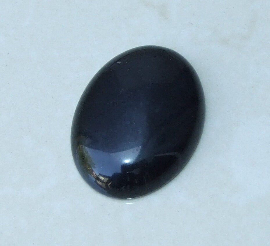 Black Obsidian Cabochon, Flat Back, Calibrated Cabochon, Stone Cabochon, Obsidian Pendant, Gemstone Pendant, Necklace Pendant 30mm x 40mm - EDGBeadsandGems