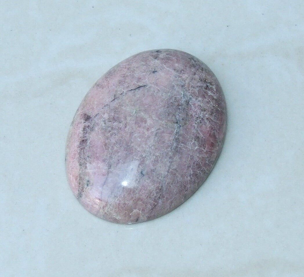 Rhodonite Cabochon, Flat Back, Calibrated Cabochon, Stone Cabochon, Rhodonite Pendant, Gemstone Pendant, Necklace Pendant, 30mm x 40mm - EDGBeadsandGems