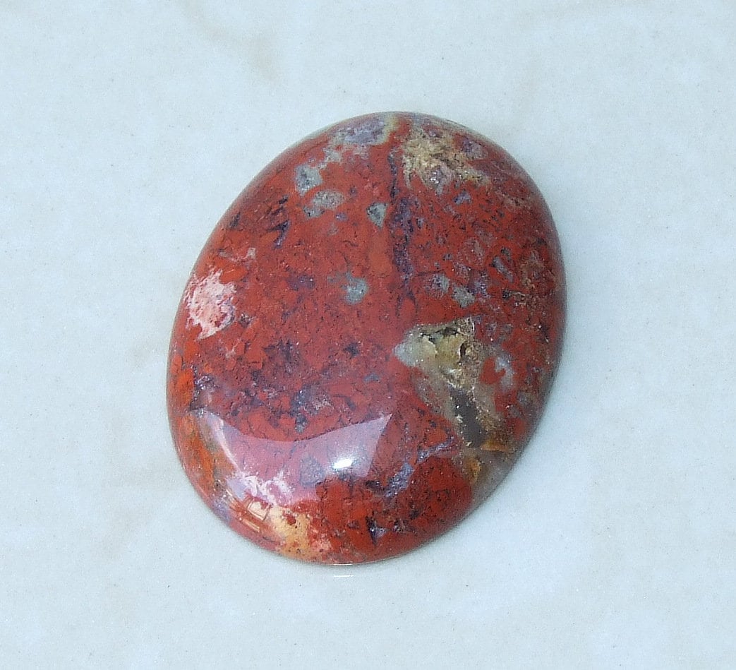 Brecciated Jasper Cabochon, Flat Back, Calibrated Cabochon, Stone Cabochon, Jasper Pendant, Gemstone Pendant, Necklace Pendant 30mm x 40mm - EDGBeadsandGems