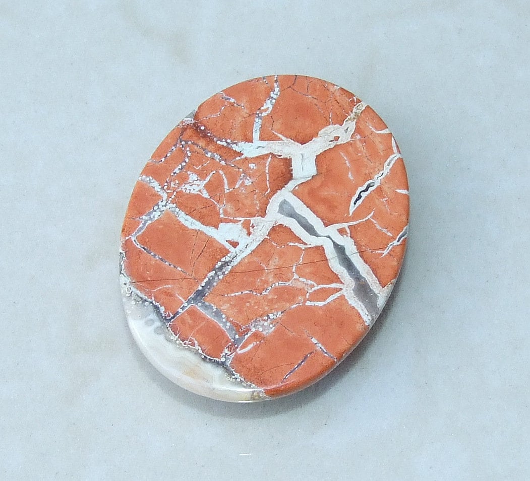 Brecciated Jasper Cabochon, Flat Back, Calibrated Cabochon, Stone Cabochon, Jasper Pendant, Gemstone Pendant, Necklace Pendant 30mm x 40mm - EDGBeadsandGems