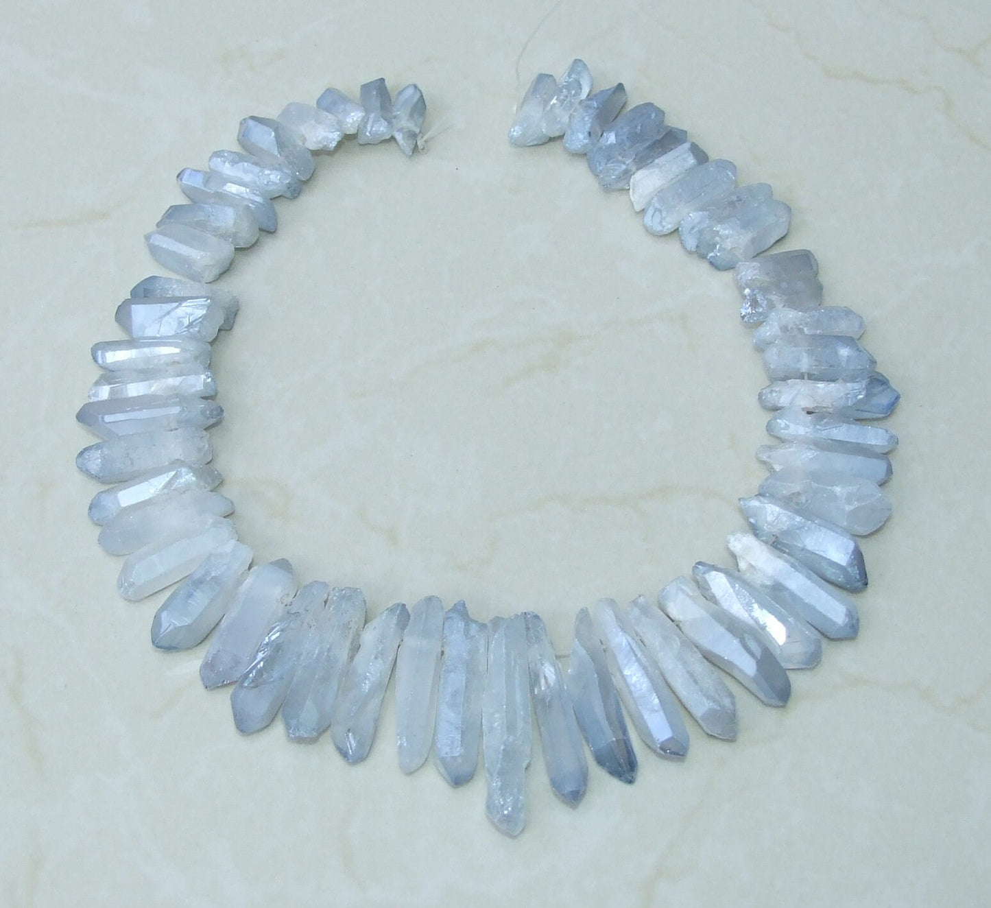 Clear Blue Titanium Quartz Points, Quartz Crystal, Crystal Points, Raw Crystal Quartz, Full - Half Strand, Gemstones Beads - 20mm - 40mm - EDGBeadsandGems