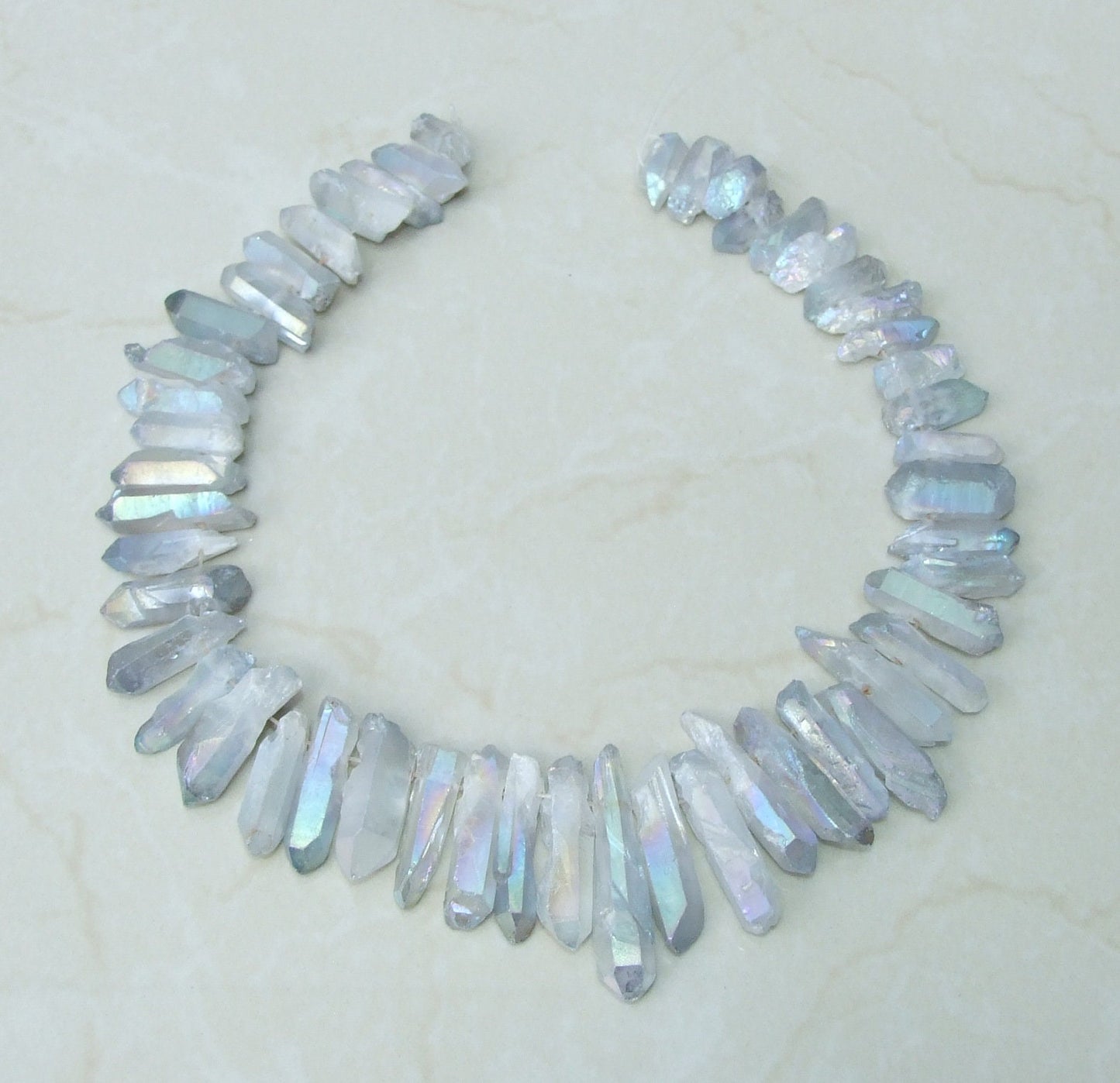 Clear Blue Angel Aura Quartz Points, Quartz Crystal, Crystal Points, Raw Crystal Quartz, Full - Half Strand, Gemstones Beads - 20mm - 38mm - EDGBeadsandGems