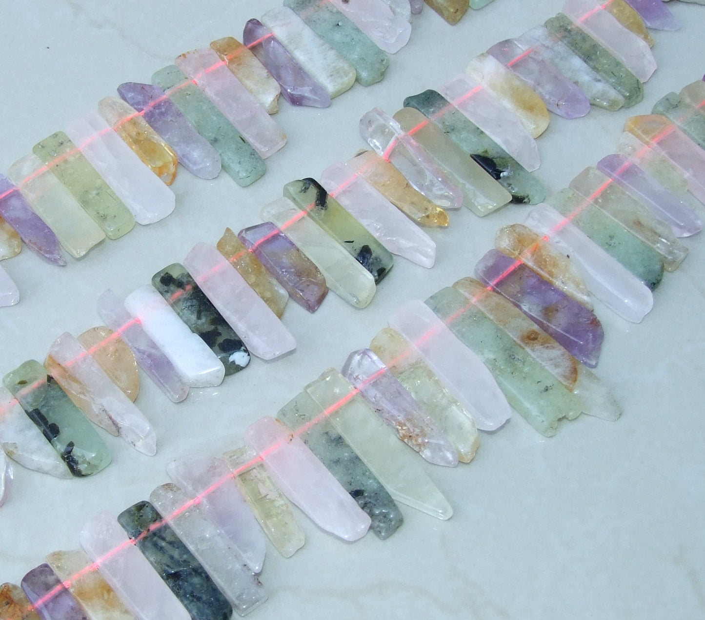 Multi-Colored Quartz Slice, Polished Slice, Quartz Beads, Quartz Pendants, Gemstone Beads, Quartz Jewelry Stones, Half Strand - 25mm to 45mm - EDGBeadsandGems