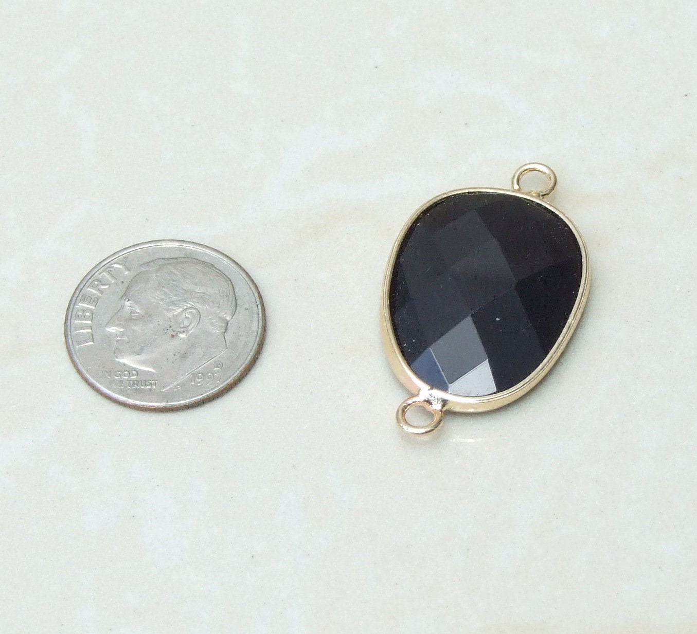 Amethyst Faceted Connector, Faceted Gemstone Connector, Stone Pendant, Amethyst Pendant, Gemstone Pendant, Gold Bezel, 18mm x 24mm 01A - EDGBeadsandGems