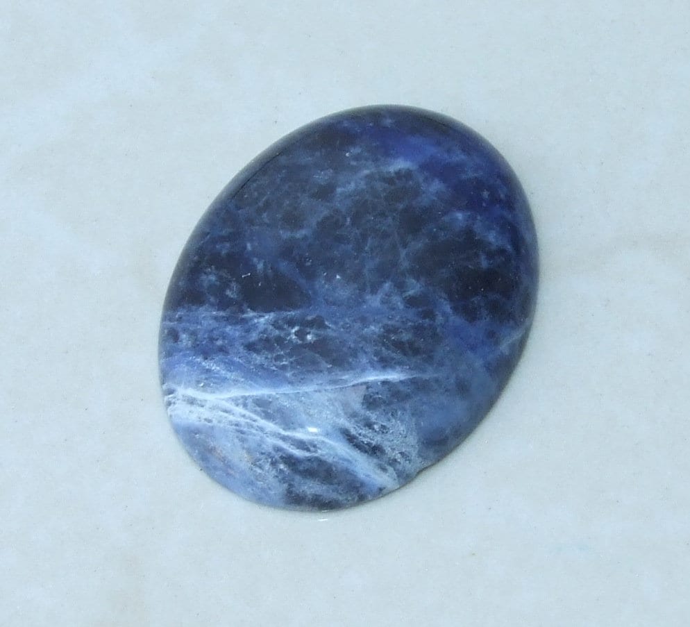 Sodalite Cabochon, Flat Back, Calibrated Cabochon, Natural Stone Cabochon, Sodalite Pendant, Gemstone Pendant, Necklace Pendant, 30mm x 40mm - EDGBeadsandGems