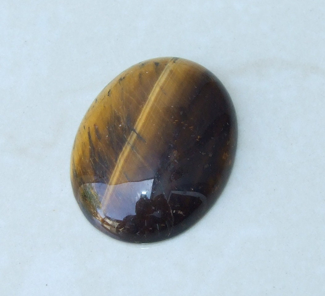 Tiger Eye Cabochon, Flat Back Calibrated Cabochon, Natural Stone Cabochon, Tiger Eye Pendant, Gemstone Pendant, Necklace Pendant 30mm x 40mm - EDGBeadsandGems
