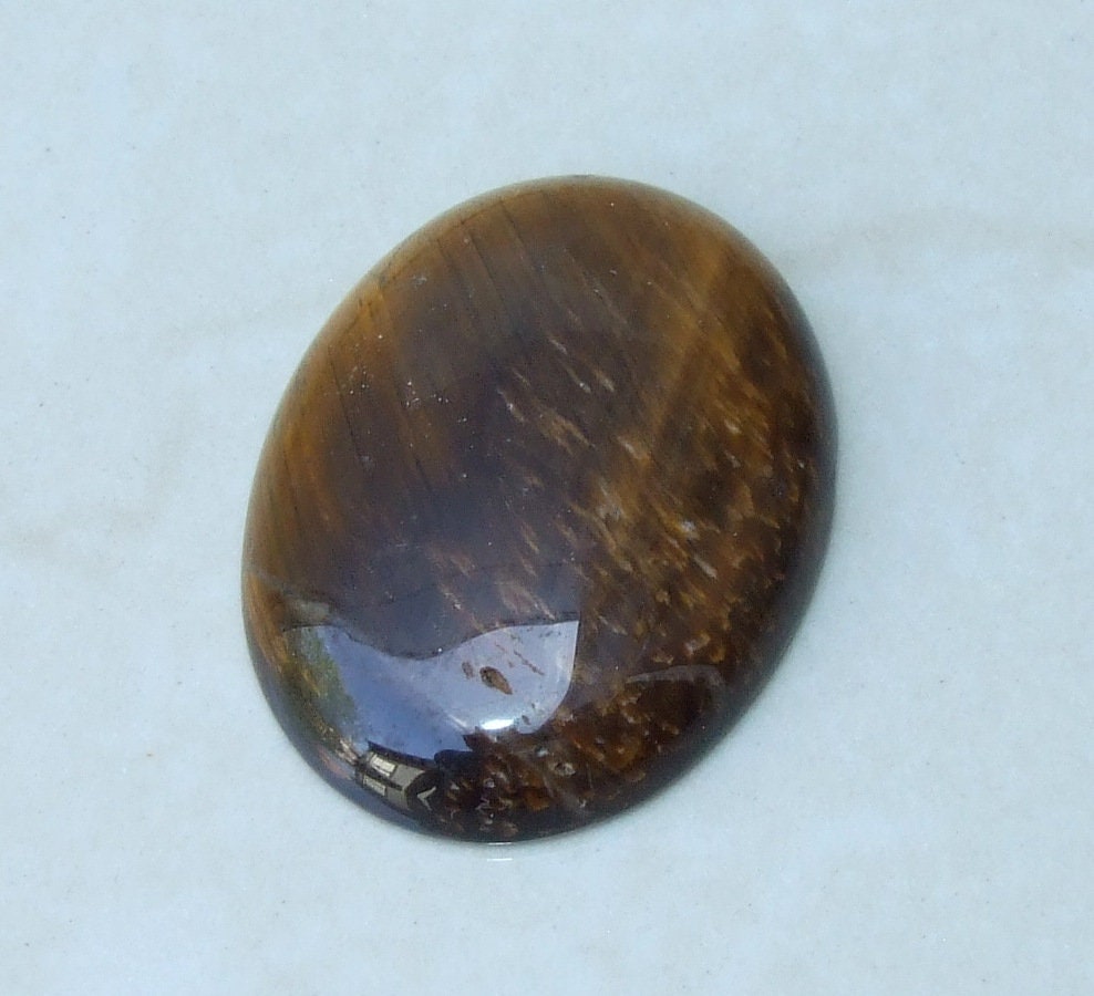 Tiger Eye Cabochon, Flat Back Calibrated Cabochon, Natural Stone Cabochon, Tiger Eye Pendant, Gemstone Pendant, Necklace Pendant 30mm x 40mm - EDGBeadsandGems