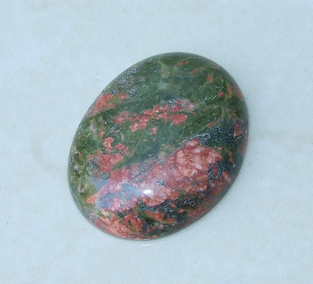 Unakite Cabochon, Flat Back, Calibrated Cabochon, Natural Stone Cabochon, Unakite Pendant, Gemstone Pendant, Necklace Pendant, 30mm x 40mm - EDGBeadsandGems