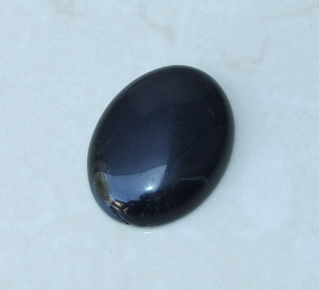 Black Obsidian Cabochon, Flat Back, Calibrated Cabochon, Stone Cabochon, Obsidian Pendant, Gemstone Pendant, Necklace Pendant 30mm x 40mm - EDGBeadsandGems