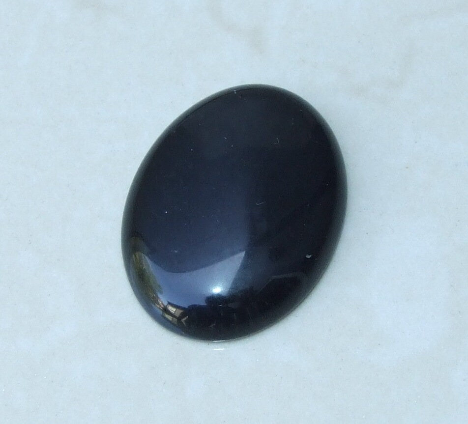 Black Obsidian Cabochon, Flat Back, Calibrated Cabochon, Stone Cabochon, Obsidian Pendant, Gemstone Pendant, Necklace Pendant 30mm x 40mm - EDGBeadsandGems