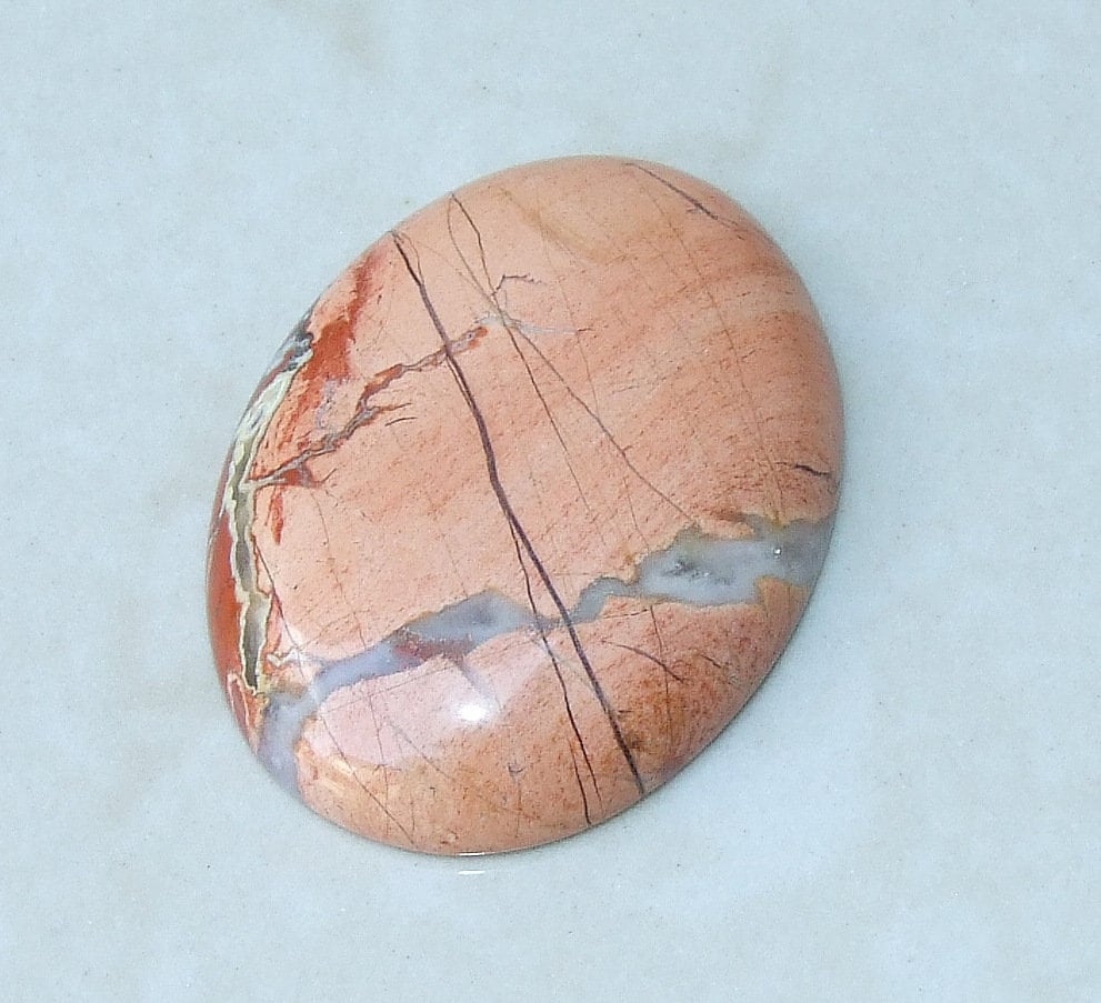 Brecciated Jasper Cabochon, Flat Back, Calibrated Cabochon, Stone Cabochon, Jasper Pendant, Gemstone Pendant, Necklace Pendant 30mm x 40mm - EDGBeadsandGems