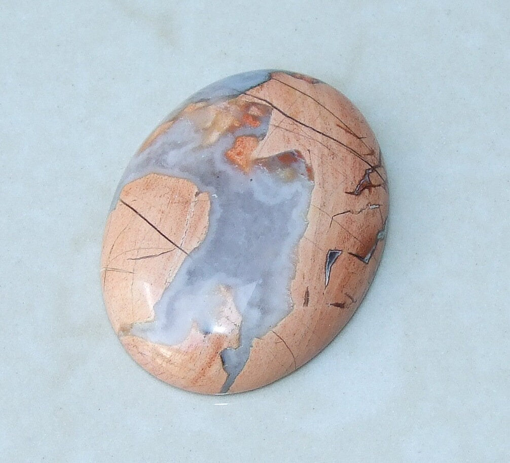 Brecciated Jasper Cabochon, Flat Back, Calibrated Cabochon, Stone Cabochon, Jasper Pendant, Gemstone Pendant, Necklace Pendant 30mm x 40mm - EDGBeadsandGems