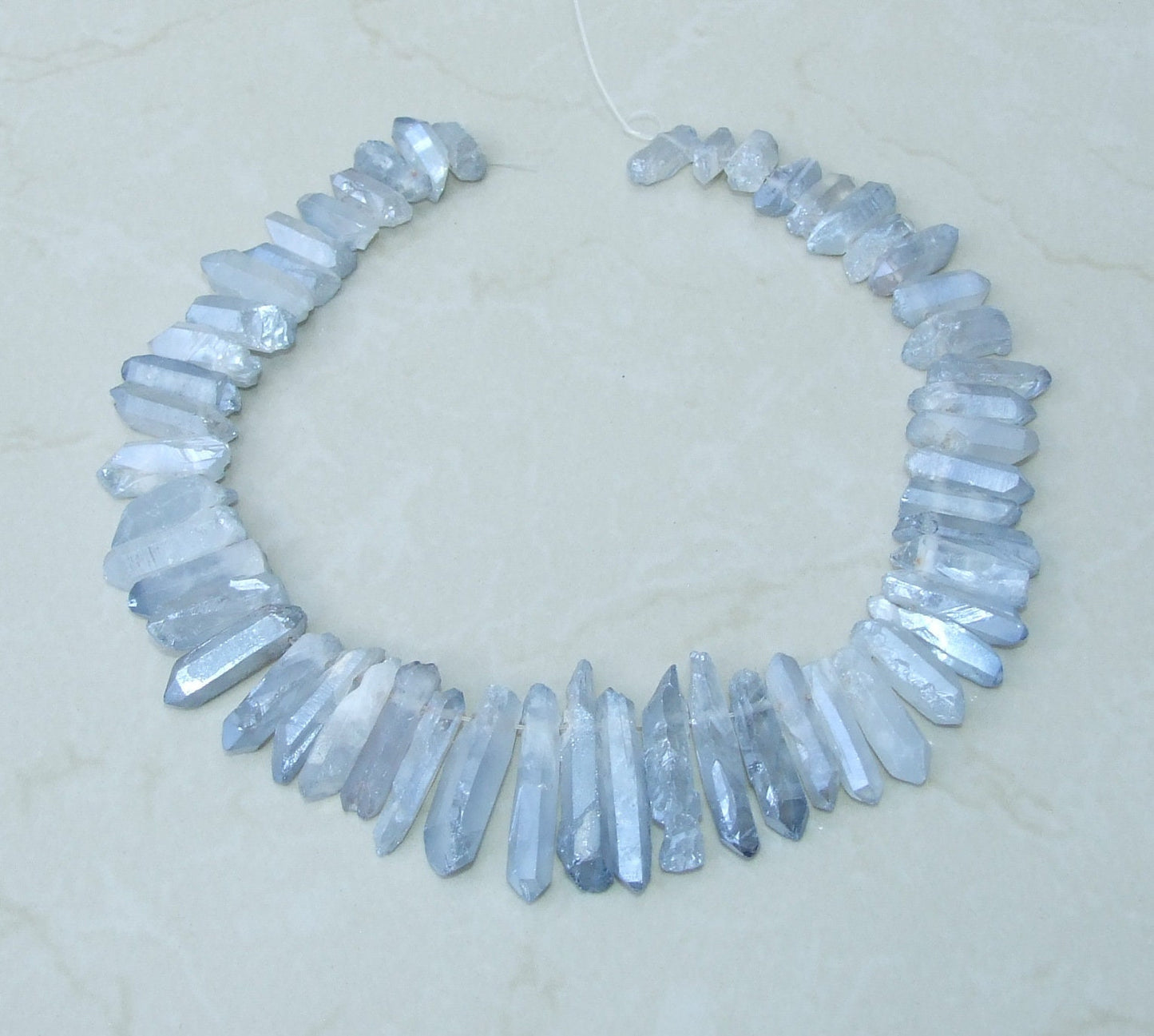 Clear Blue Titanium Quartz Points, Quartz Crystal, Crystal Points, Raw Crystal Quartz, Full - Half Strand, Gemstones Beads - 20mm - 40mm - EDGBeadsandGems