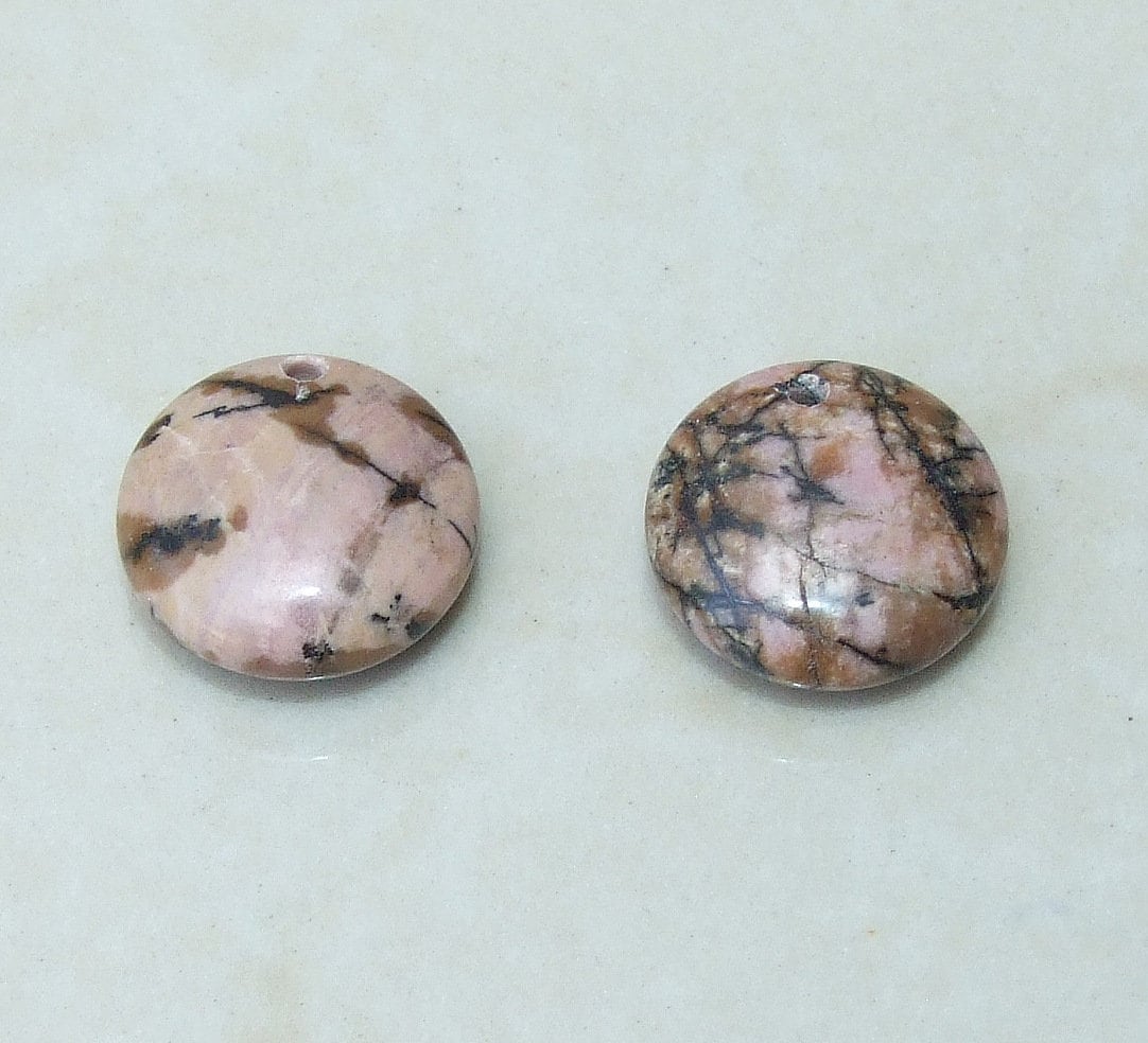 Two Small Rhodonite Pendant, Jewelry Pendant, Gemstone Pendant, Highly Polished Stone Pendant, Natural Stone, Earring Pendant, 17mm x 8mm - EDGBeadsandGems