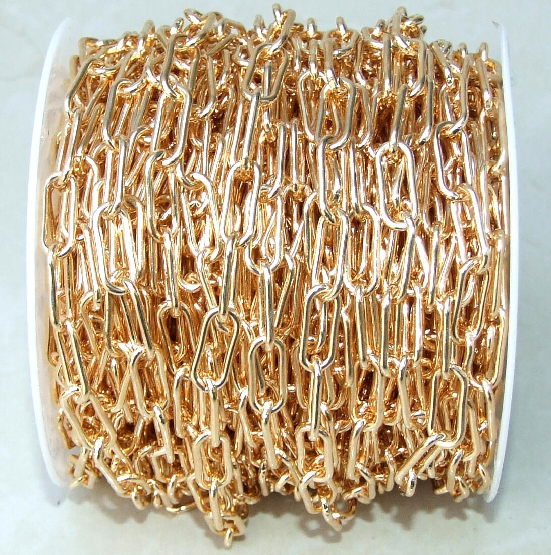 Light Gold Paper Clip Chain, Oval Cable Chain, Jewelry Chain, Necklace Chain, Body Chain, Bulk Chain, Jewelry Supplies, 16mm x 7mm, 01B-LG - EDGBeadsandGems