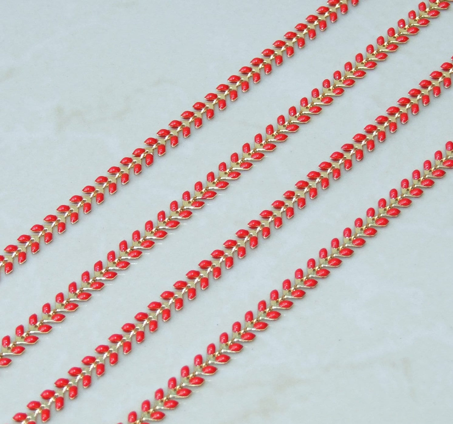 Enamel Chain, Gold Plated Fish Bone Chain, Chevron Chain, Necklace Chain, Bulk Chain, Jewelry Making, Body Chain, Belly Chain, 6.4mm x 2.2mm - EDGBeadsandGems