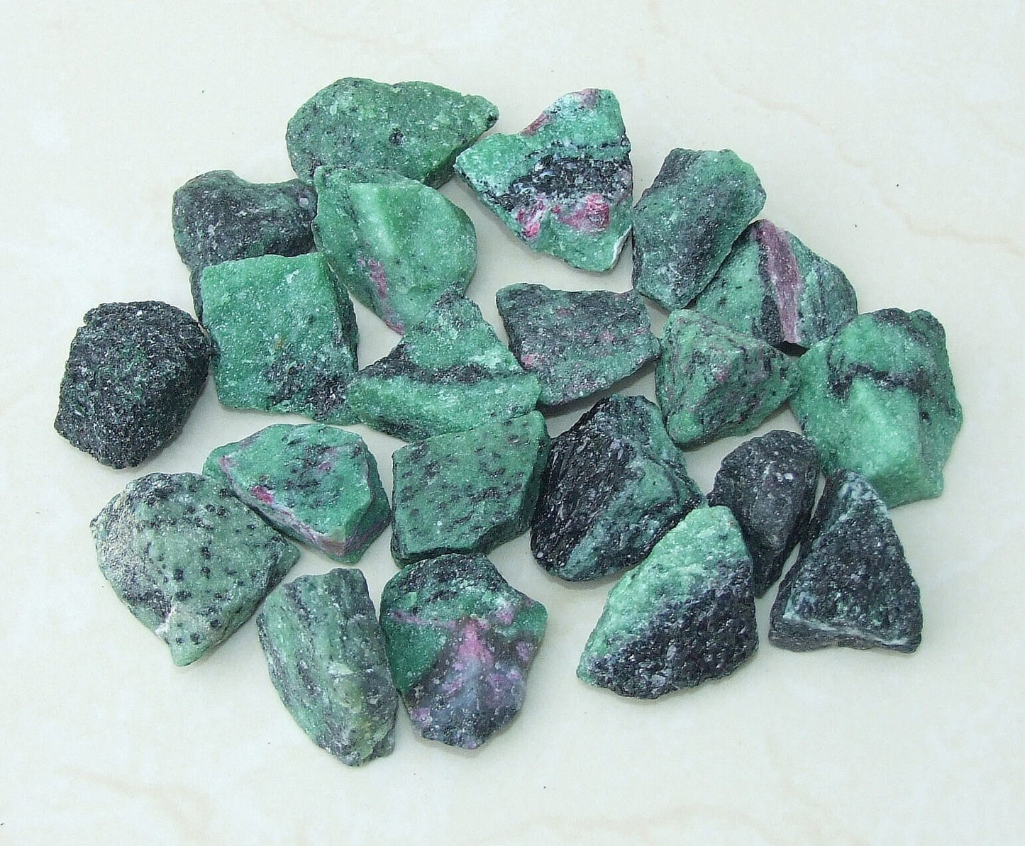 Four Raw Ruby Zoisite Gemstone Chunks, Undrilled Rough Natural Stones Rocks. Approx. 1-3/4 inch (45mm) - EDGBeadsandGems