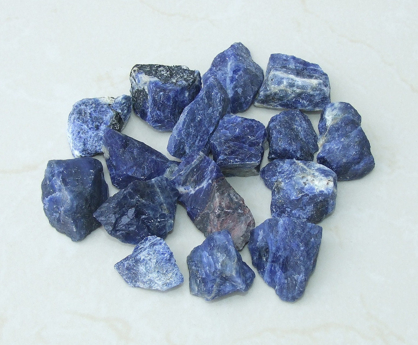 Raw Blue Sodalite Gemstone Chunks, Large/Medium Undrilled Rough Natural Gemstone Rocks. Approx. 1-3/8 - 2 inch (50mm) - EDGBeadsandGems