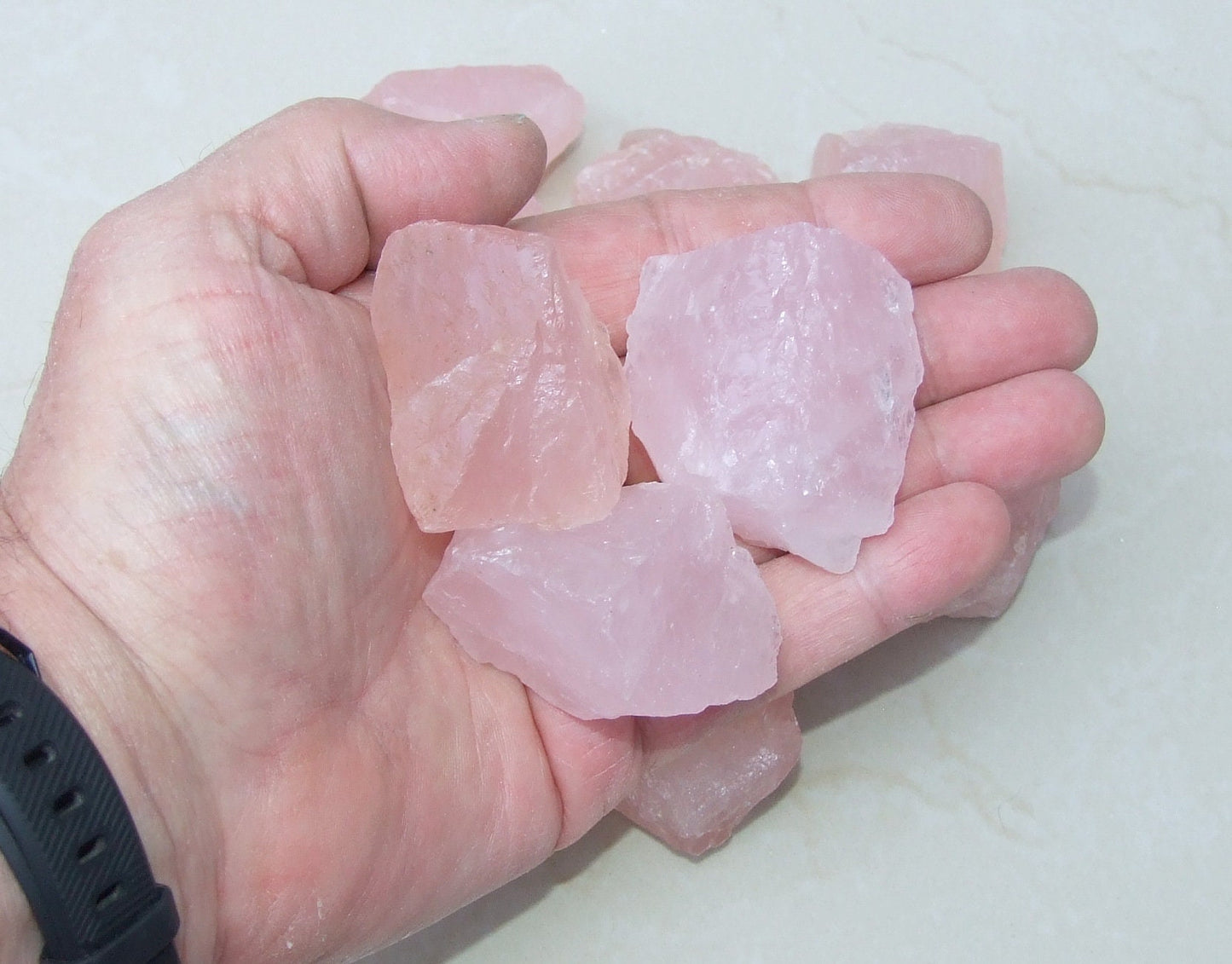 4 Large Raw Rose Quartz Gemstone Chunks, Undrilled Rough Natural Stoness, Loose Quartz Crystal Rocks. Approx. 1-1/4 - 2 inch (35-50mm) - EDGBeadsandGems