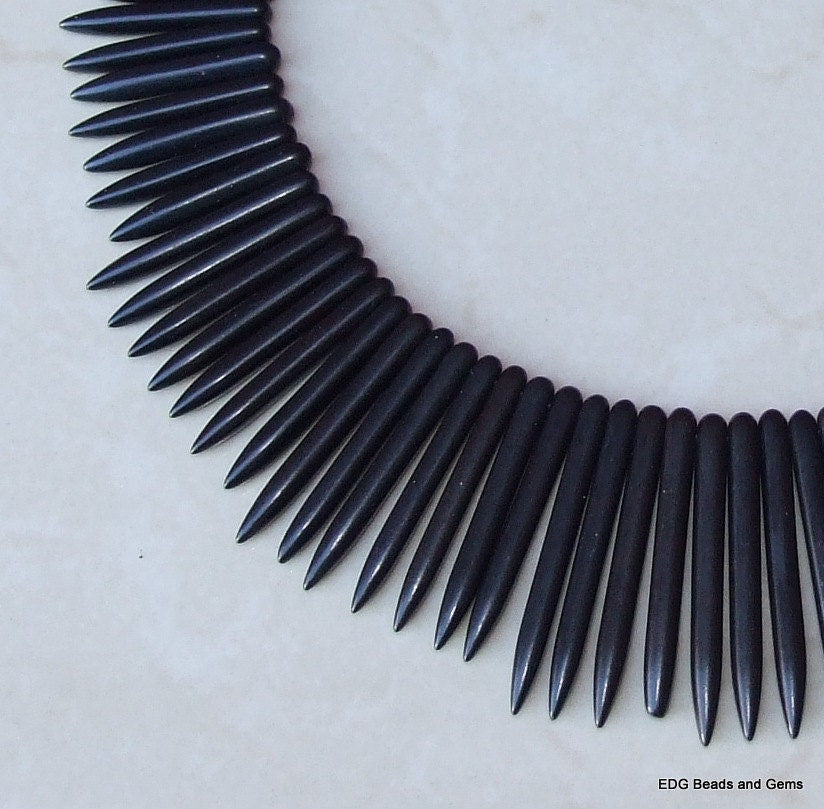 Black Turquoise, Spike Beads, Spike Collar, Spike Choker Necklace, Turquoise Spike Necklace, Statement Necklace, Spike Bib Necklace, 50mm - EDGBeadsandGems