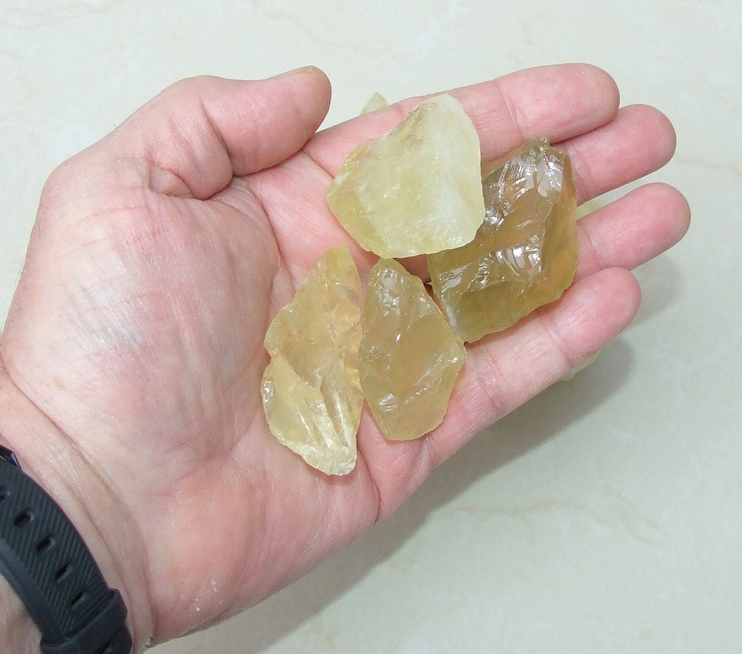 Three Raw Lemon Quartz Gemstone Chunks, Undrilled Rough Natural Stones, Loose Quartz Crystal Rocks. Approx. 2 inch (50mm) - EDGBeadsandGems