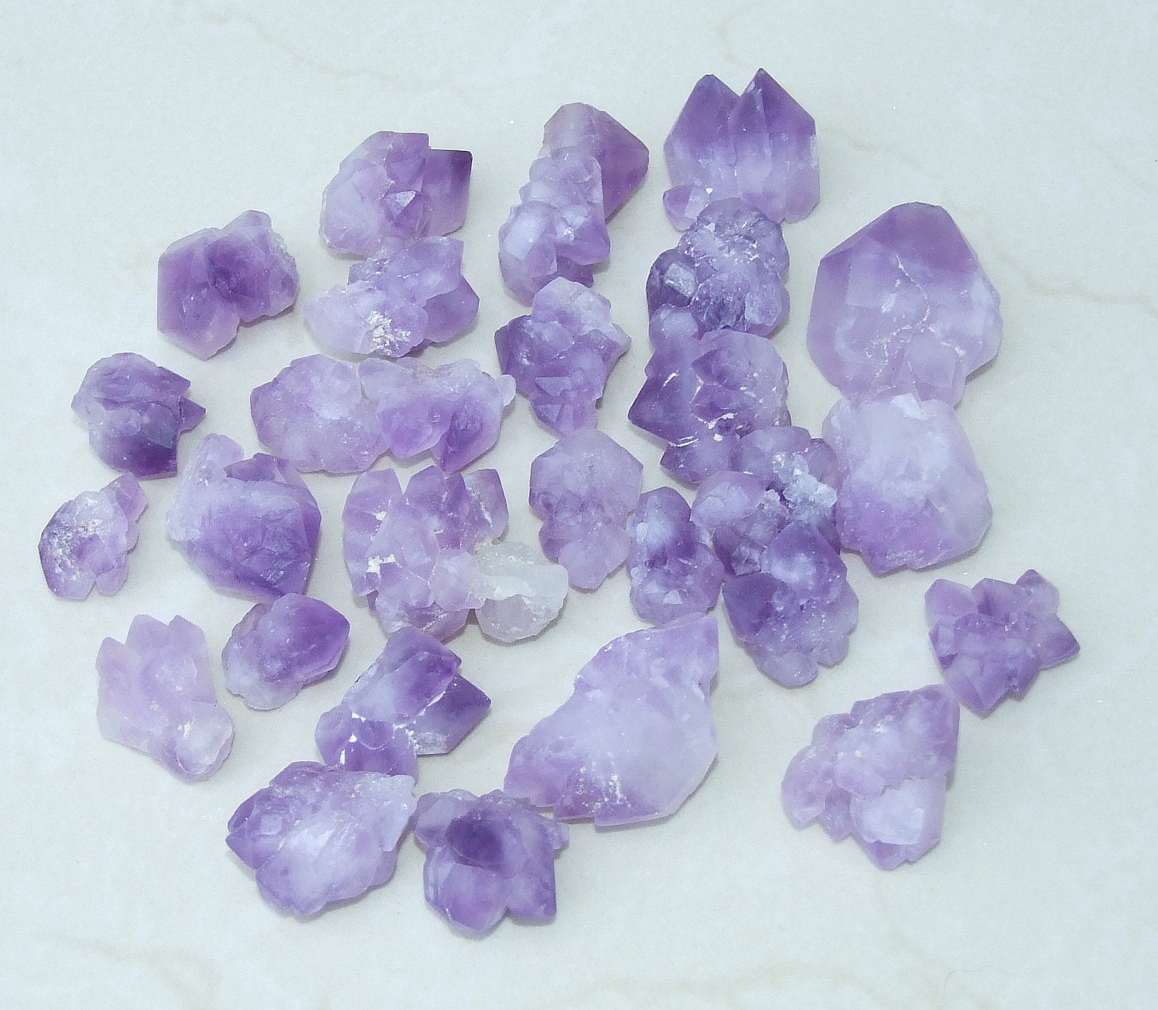 Seven Raw Amethyst Nugget Gemstone Points Chunk, Undrilled Rough Natural Quartz Stones Rocks. Approx. 1-3/4 inch (45mm) - EDGBeadsandGems